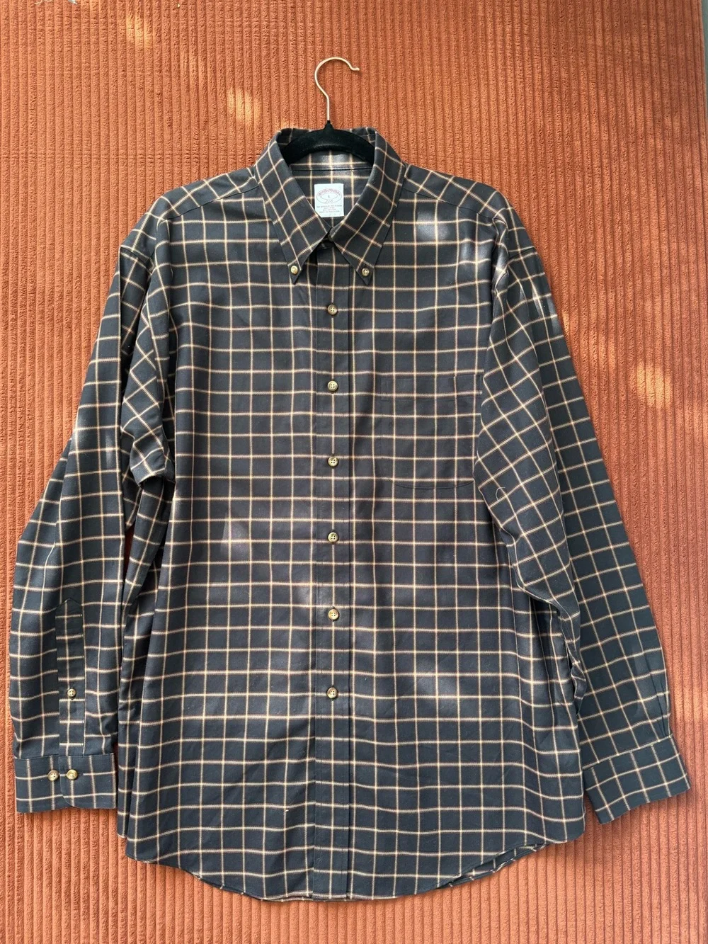 Men's Black Windowpane Button-Down Shirt